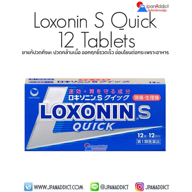 Loxonin S Quick 12 Tablets ยาแก้ปวดศีรษะ ปวดกล้ามเนื้อ