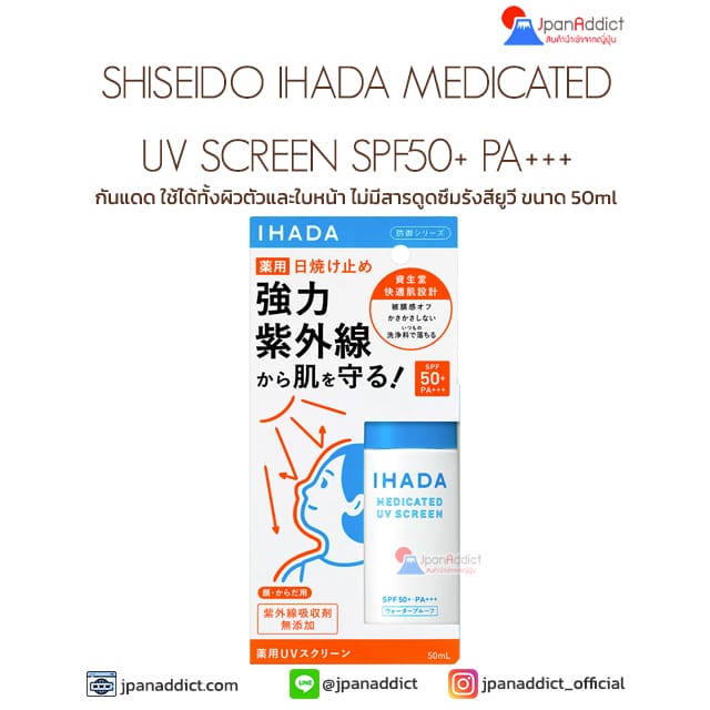 SHISEIDO IHADA MEDICATED UV SCREEN SPF50+ PA+++ 50ml กันแดด