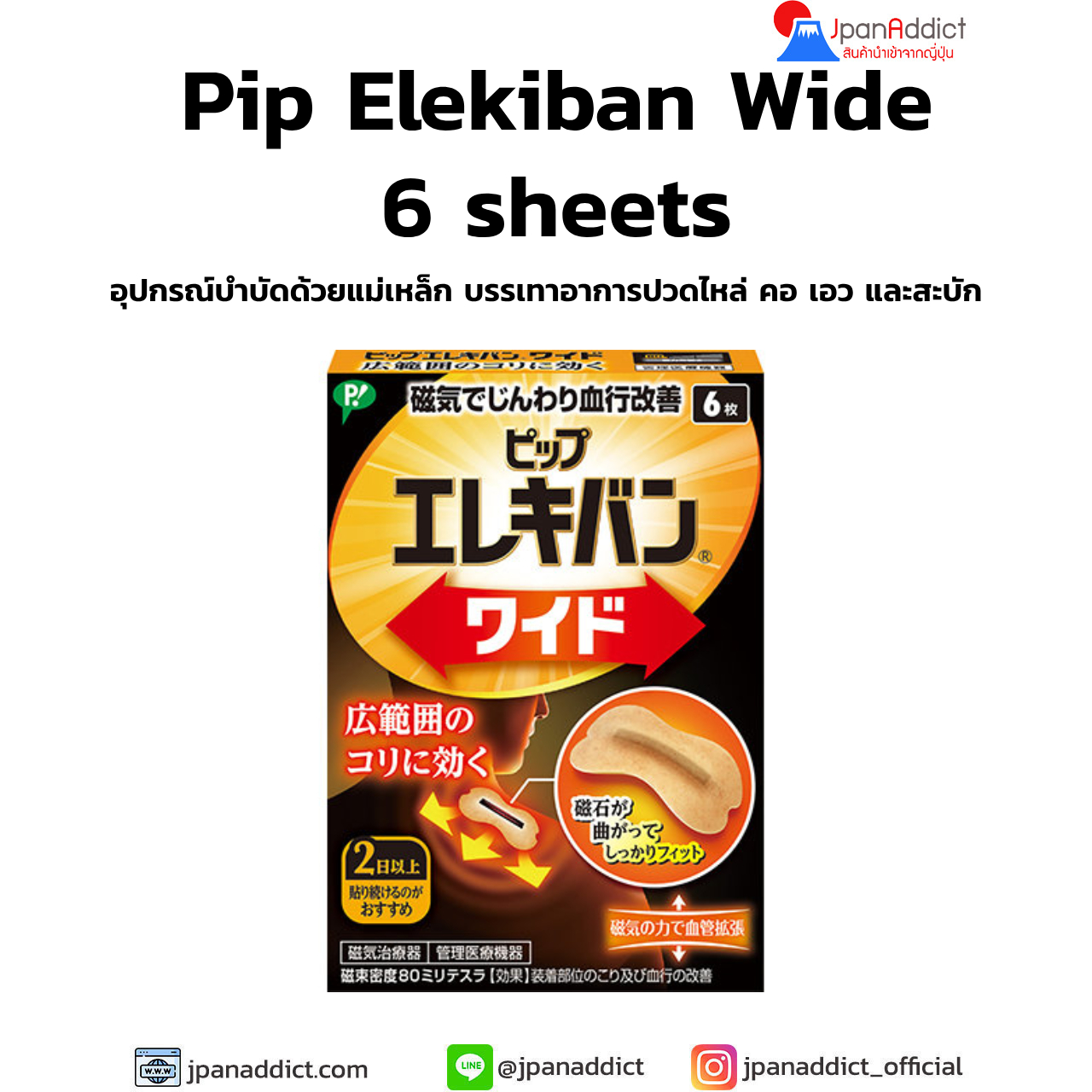 Pip Elekiban Wide 6 sheets เหล็กแก้ปวดญี่ปุ่น