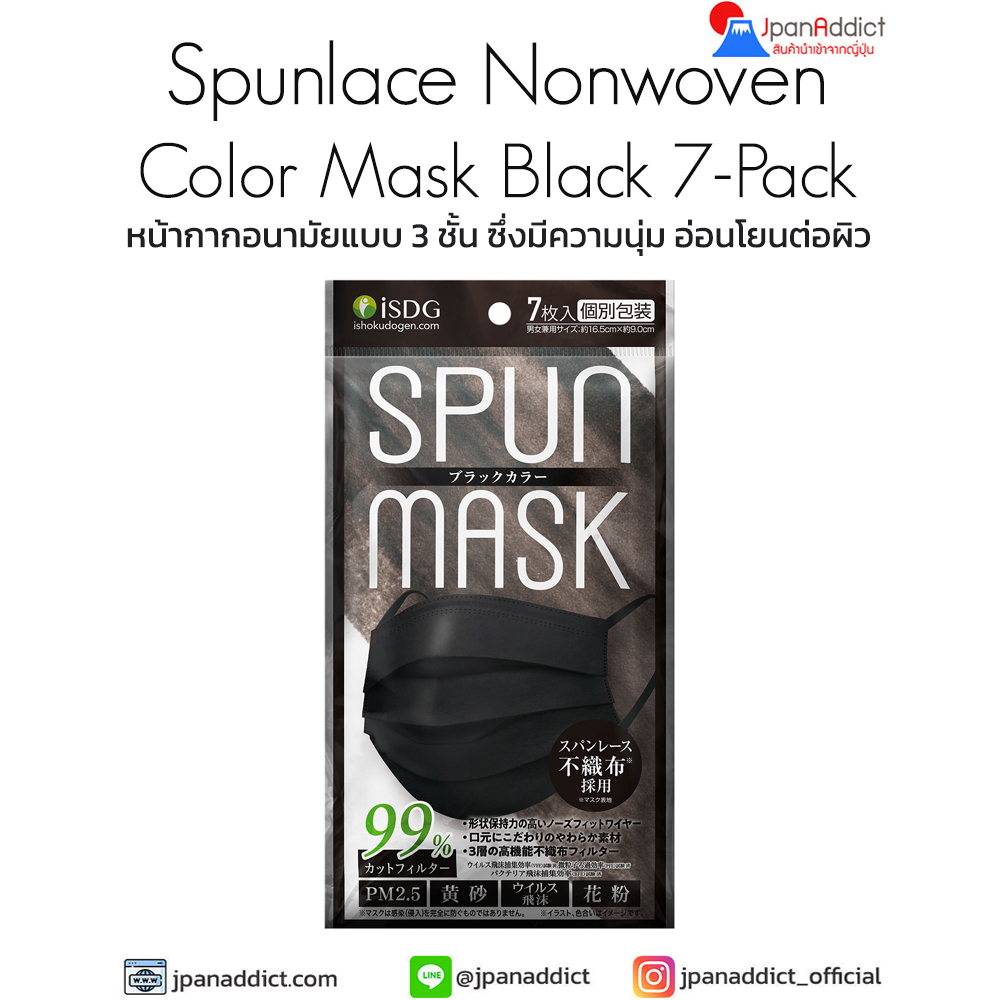 Spunlace Nonwoven Color Mask Black 7-Pack